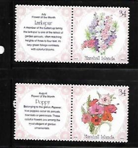 MARSHALL ISLANDS, 764-765, MNH, PAIRS, FLOWER OF THE MONTH