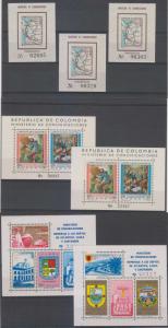 COLOMBIA 1960-61 Sc C372, C388 & C409-C410 SEVEN SOUVENIR SHEETS MNHVF €121.00++ 