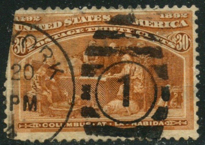 US Sc#239 1893 30c Columbian Fine Centered Used Filler