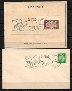 ISRAEL 1949 POSTCARD + COVER WELCOME REFUGEES FROM CYPRUS DISPLACED PERSONS CAMP