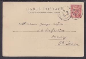 France Sc 116 used 1902 PPC Dieppe to Annecy, VF