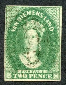 Tasmania SG31 2d Green (Corner crease) Cat 75 pounds 