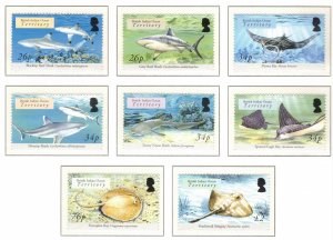 BIOT 2005 Sharks and Rays; Scott 305-12, SG 336-43; MNH