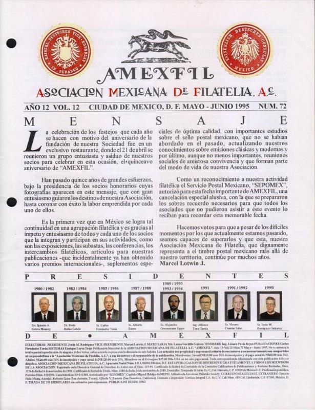 G)1995 MEXICO, AMEXFIL MAGAZINE, SPECIALIZED IN MEXICAN STAM