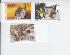 2015 Kosovo Endangered Species Lynx (3) (Scott NA) MNH