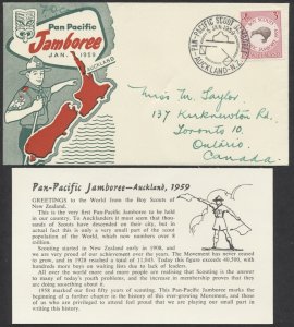 1959 New Zealand Boy Scouts Pan-Pacific Jamboree FDC With Insert