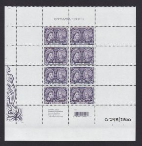 #0298/2500 = QUEEN = LL MiniSheet of 8 cut from UNCUT sheet #2540ai Canada 2012