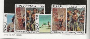 TONGA Sc 640-45 NH issue of 1986 - CHRISTMAS & SCOUTS OVERPRINT