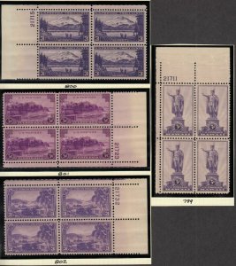 1937 Sc 799-802 MNH plate blocks Hawaii Alaska Puerto Rico Virgin Islands