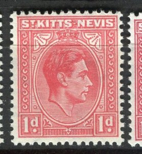 ST. KITTS & NEVIS; 1938 early GVI Pictorial issue Mint hinged Shade of 1d.