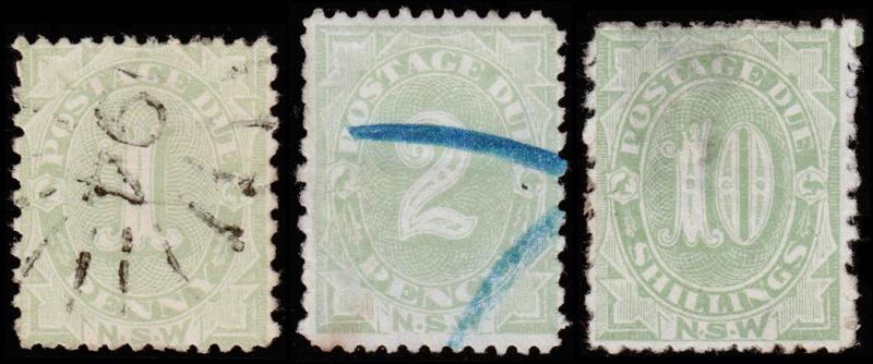 New South Wales Scott J2-J3, J9, Perf.12x10 (1891-92) U/M H F-VF, CV $610.75 M