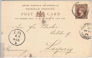 40131 - TRINIDAD - POSTAL STATIONERY CARD: Higgings & Gage # 4 to GERMANY 1894