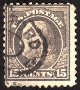 1917, US 15c, Franklin, Used, thin, Sc 514