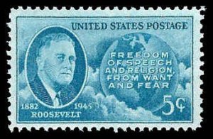 PCBstamps   US # 933 5c FDR & Globe, MNH, (25)