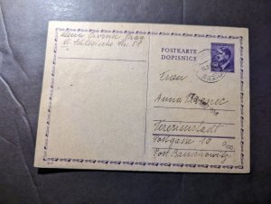 1944 Germany Bohemia and Moravia Postcard Cover Prague to Theresienstadt Ghetto