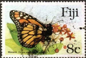 Fiji 523 - Used - 8c Monarch Butterfly (1985) (cv $0.55)