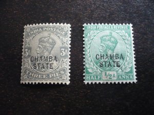 Stamps - India - Chamba - Scott# 32-33 - Mint Hinged Part Set of 2 Stamps