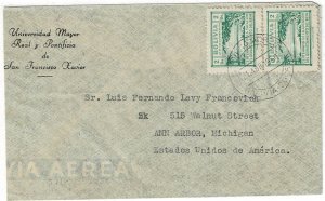 Bolivia 1950  Dept. of Beni revenues on airmail cover to the U.S., illegal usage