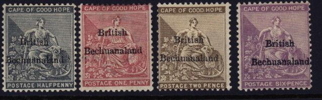 Bechuanaland 5 to 8 mh short set w/anchor watermark & mark on back of 7 & 8