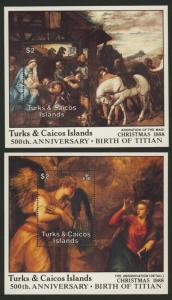 Turks & Caicos 757-65 MNH Art, Paintings, Christmas, Madonna & Child, Horse