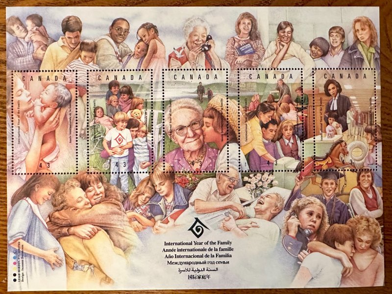 CANADA #1523 International Year of the Family  SS  5 stamps 43c 1994 Mint NH