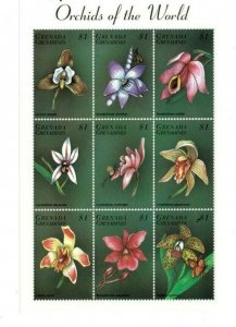 Grenadines 1998 - Orchids - Flowers - Sheet of nine stamps - MNH