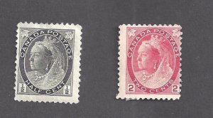 Canada # 74 & 77 MINT 1/2c & 2c NUMERAL QUEEN VICTORIAs BS29140