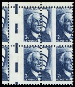 1280, Mint VF NH 2¢ Misperf Freak Error Block Shows Gutter * Stuart Katz