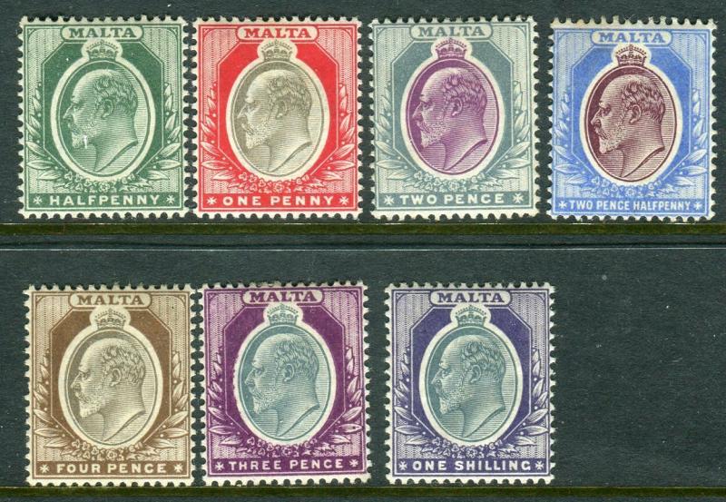 MALTA-1903-4  A mounted mint set to 1/- Sg 38-44