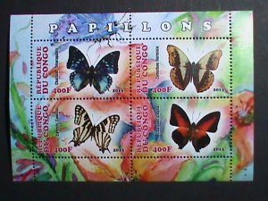 ​CONGO STAMP-2013-COLORFUL BEAUTIFUL LOVELY BUTTERFLY MNH S/S SHEET-VF