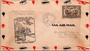 Canada 1931 FFC - Airmail - North Vermillion, Alta  To Peace River Alta - F72101