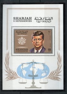 SHARJAH J.F. KENNEDY WINSTON CHURCHILLKONRAD ADENAUER SCHUMAN SET & S/S MINT NH