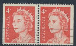 Australia SG 386c - Used  booklet stamps pair  left/right Margins imperf