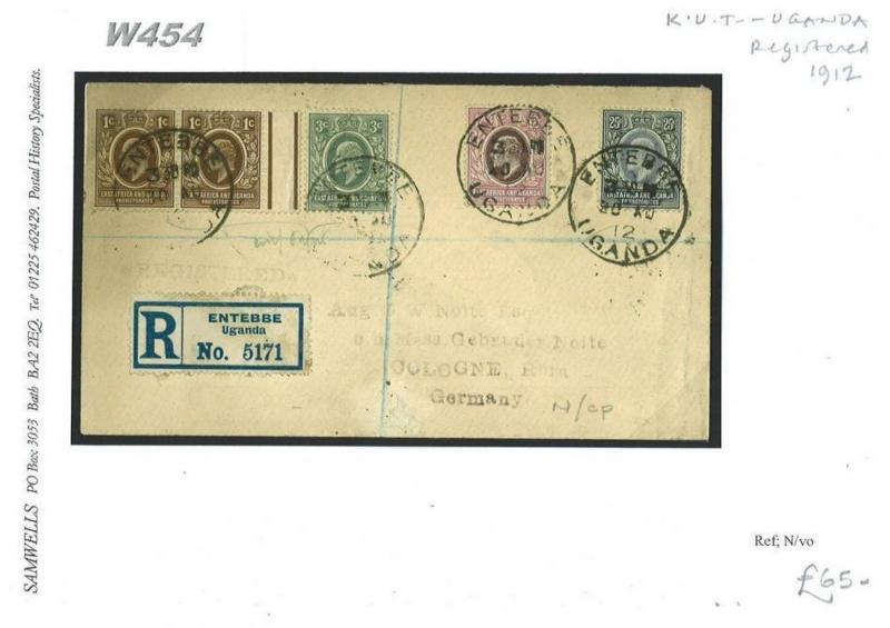 W454 1912 KUT Uganda Entebbe Regd,/GERMANY Cologne {samwells}