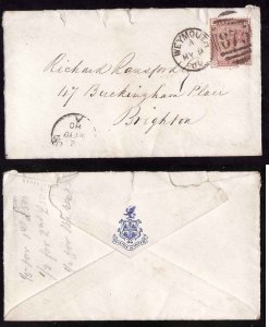 GB-#2157c-cover-Weymouth duplex cancel #875-My 9 1880 to Bright