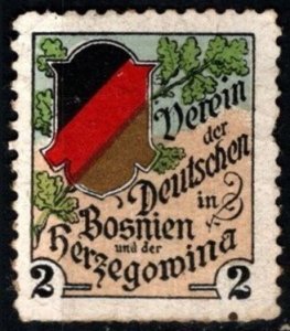 Vintage Germany Propaganda Poster Stamp German Association Bosnia & Herzegovina