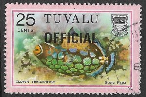 TUVALU 1981 25c Marine Life OFFICIAL Sc O10 VFU