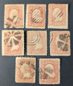 US 65, Group of 8, diverse cancels, Civil War era