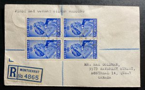 1949 Montserrat First Day cover To Canada King George VI Silver Weeding