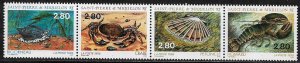 St Pierre & Miquelon #616 MNH Strip - Shellfish - Marine Life