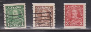 CANADA Scott # 228-30 Used - KGV Coil Stamps