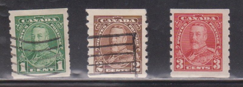 CANADA Scott # 228-30 Used - KGV Coil Stamps