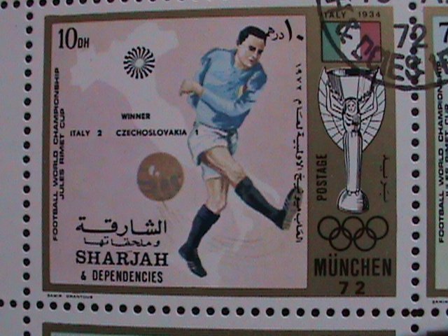 SHARJAH 1972 OLYMPIC GAMES MUNICH'72   SOCCER CHAMPIONSHIPS -CTO SHEET