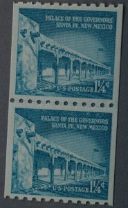 United States #1054A 1 1/4 Cent Coil Line Pair Small Holes MNH