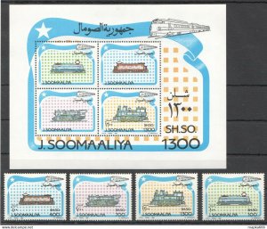 1994 Somalia Trains Locomotives Transport #524-7+Bl33 Michel 13 Euro ** Nw1511