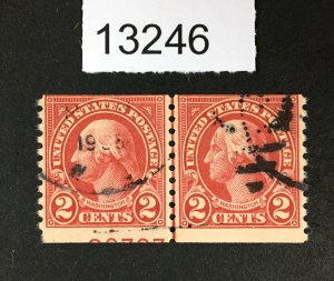 MOMEN: US STAMPS  # 599 MINT OG NH LINE PAIR LOT #13246