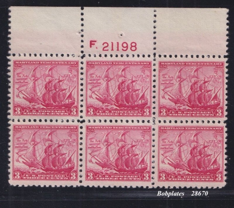 BOBPLATES US #736 Ark and Dove Top Plate Block F21198 F-VF MNH SCV=$9.5