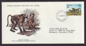 Lesotho 232 Baboon 1977 WWF Typed FDC