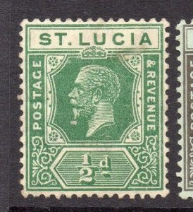 St Lucia 1920s Early Issue Fine Mint Hinged 1/2d. 233167