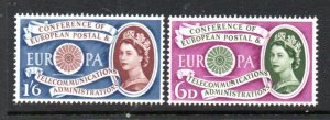 Great Britain Sc 377-378 1960 Europa stamp set mint NH